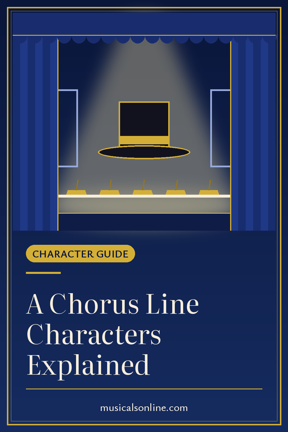 Pinterest graphic: A Chorus Line Characters Explained: Every Dancer from Musicals On Line