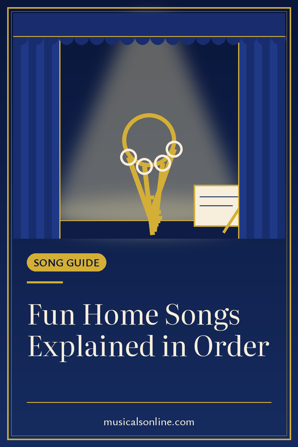 Pinterest graphic: Fun Home Songs Explained: Every Song in Order from Musicals On Line