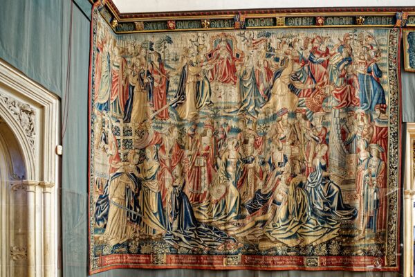 Tudor tapestry hanging in the Great Hall of Hampton Court Palace, Henry VIII's palace near London