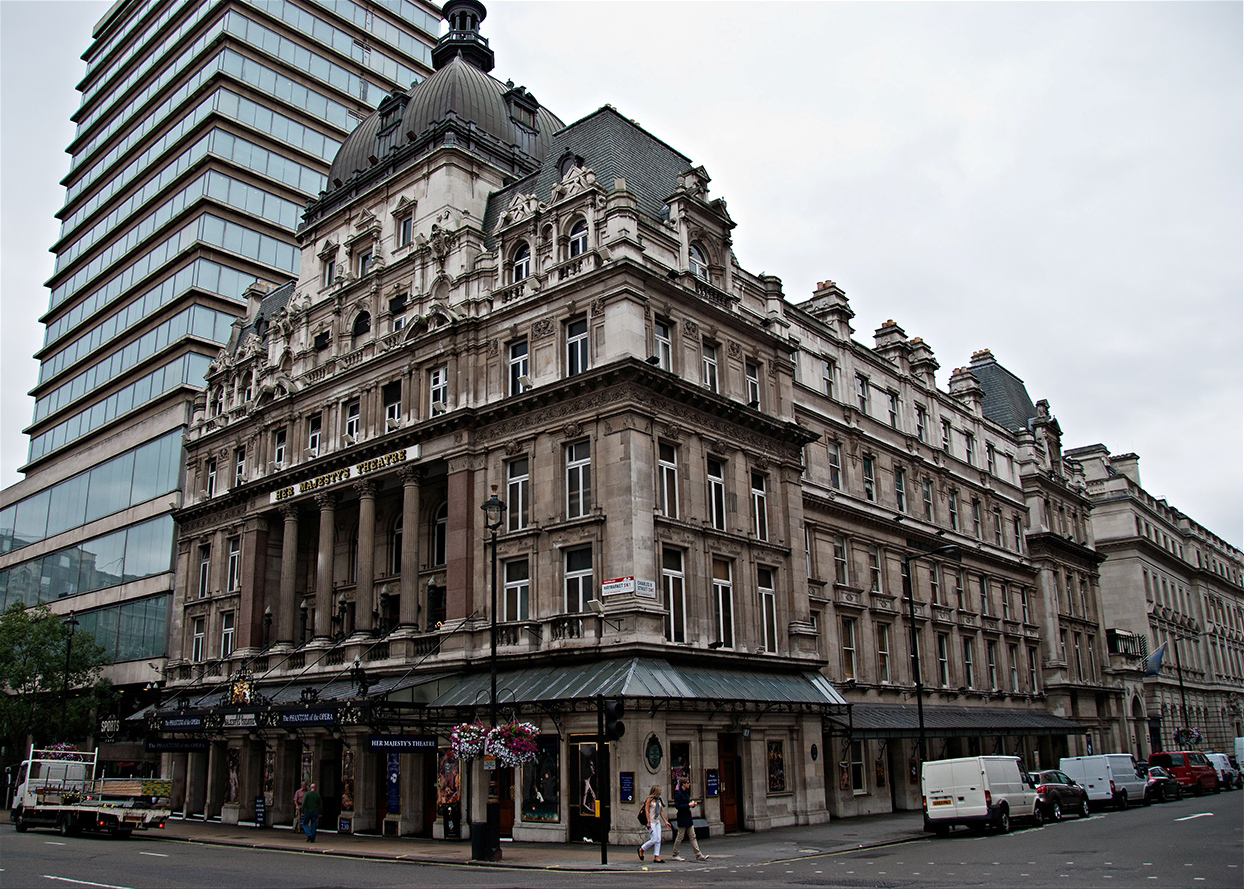 Her Majesty's Theatre on the corner of Haymarket and Charles II Street in London