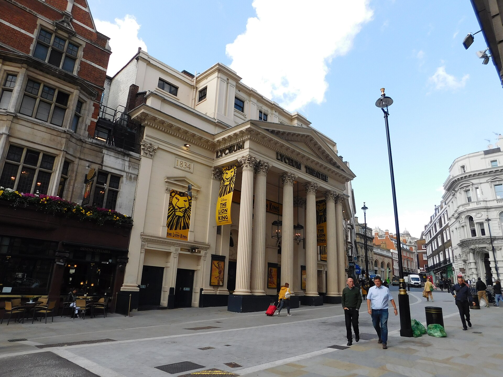 Columned portico of the Lyceum Theatre on Wellington Street in London
