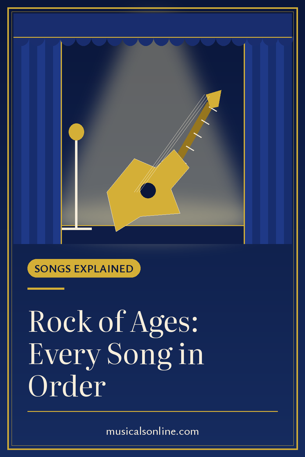 Pinterest graphic: Rock of Ages Musical Songs: Full Song List in Order from Musicals On Line