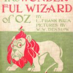 Cover of the 1900 first edition of The Wonderful Wizard of Oz with lettering and illustration by W. W. Denslow